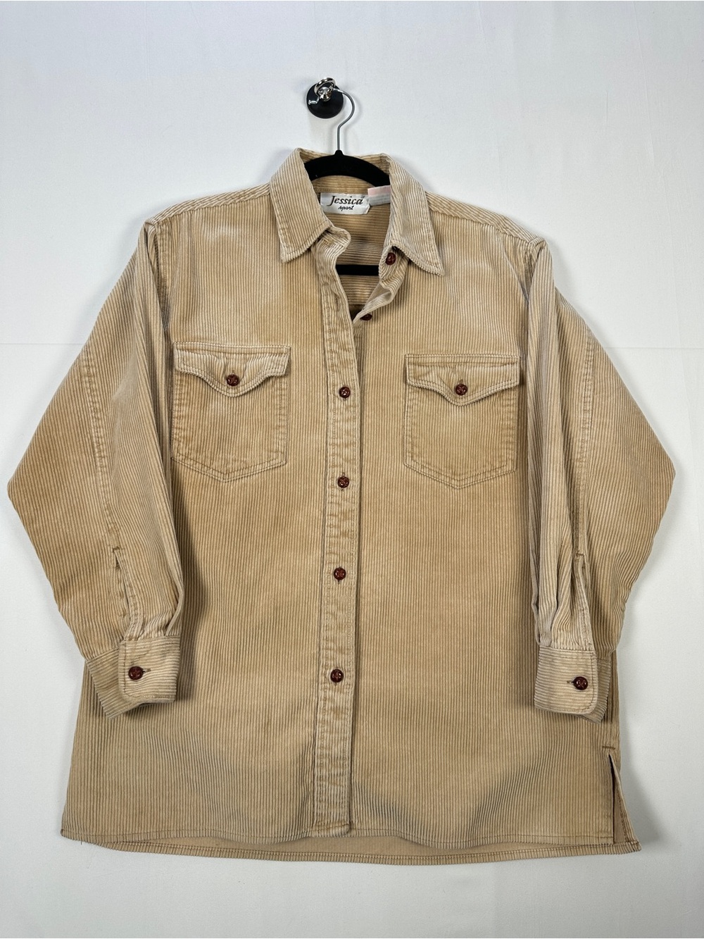 Jessica Sport Corduroy Overshirt Shirt Jacket Beige Tan Size S